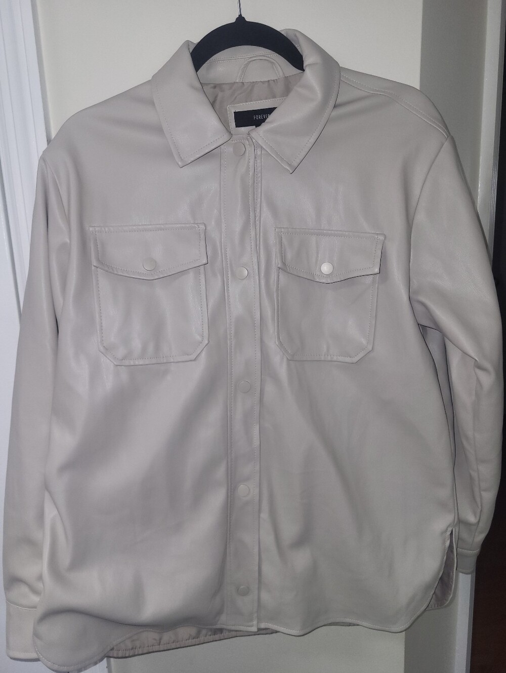 Forever 21 Faux Leather Jacket Shirt Shacket Size S